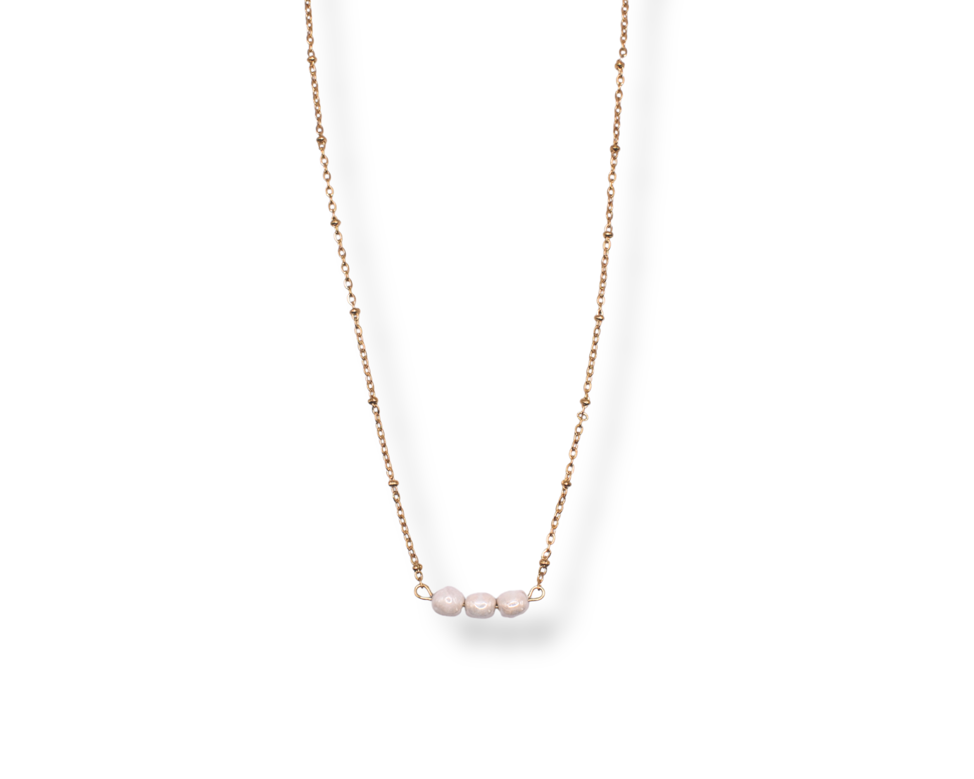 Halskette Vara mit veganen Keramikperlen & Edelstahl.