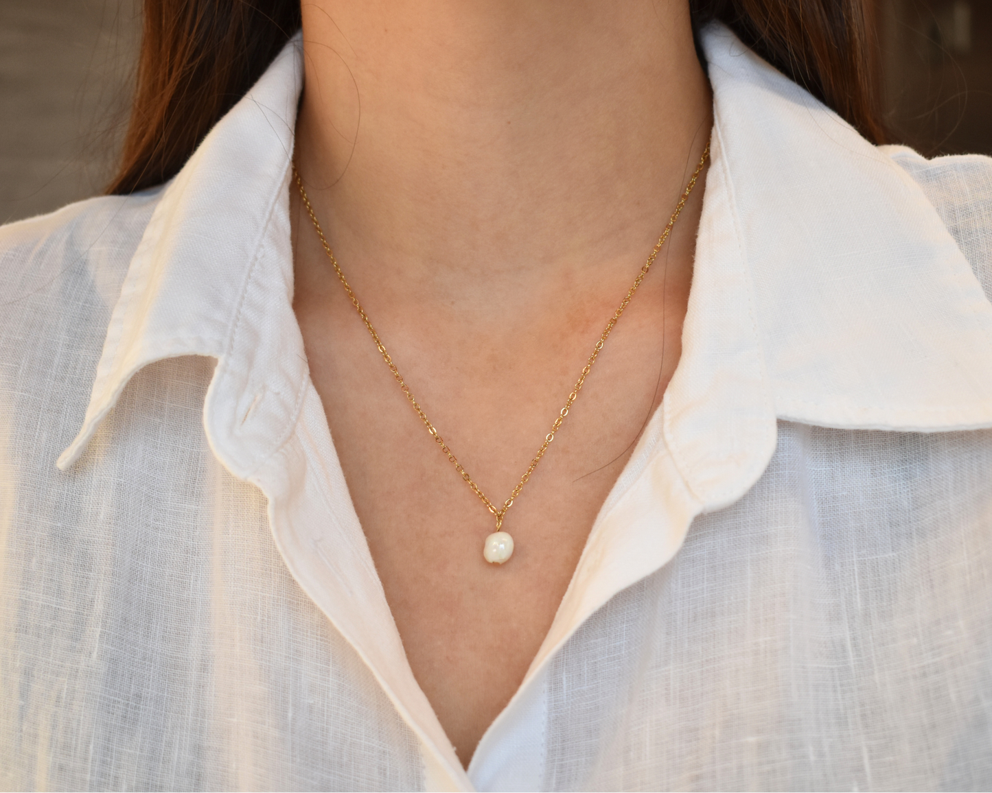 Viona Halskette mit veganen Keramikperlen aus Edelstahl.