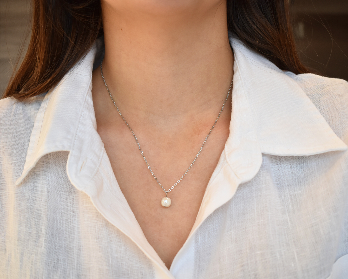 Filigrane Halskette mit veganer Perle